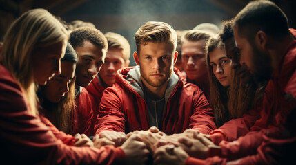 Fototapeta premium Football team connecting hands.