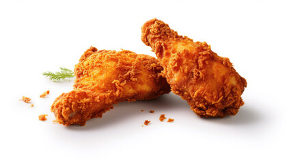 Crispy perfection: golden fried chicken on a plate, tempting and delicious, the epitome of comfort food satisfaction