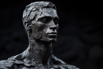 A close up of a statue of a man. Can be used for historical or art-related projects.