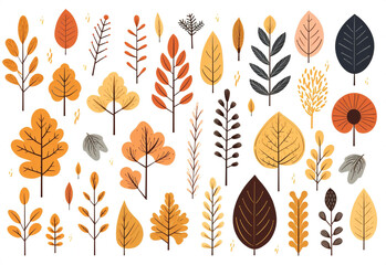 Leaf design nature set pattern background print plant illustration autumn art