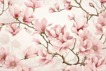 Pink wallpaper spring floral seamless retro design decorative flower blossom vintage art pattern