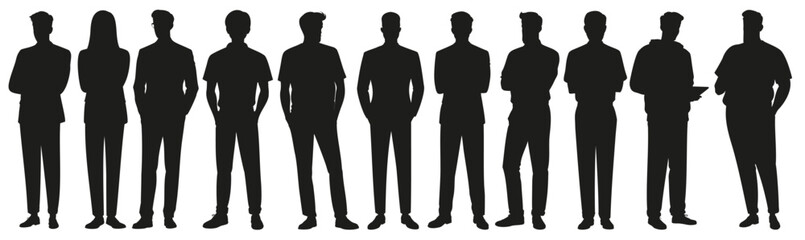 Group Diverse Man Silhouette Standing Various Poses