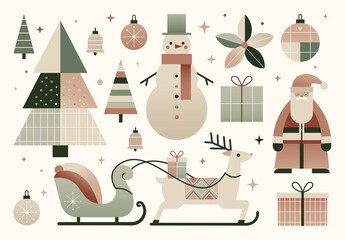 Modern Christmas Vector Illustrations Set