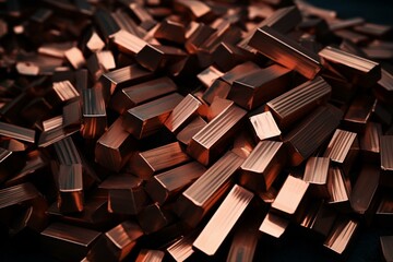 Copper anodes, dark background. Generative AI