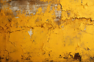 Yellow wall with peeling paint and cracks.