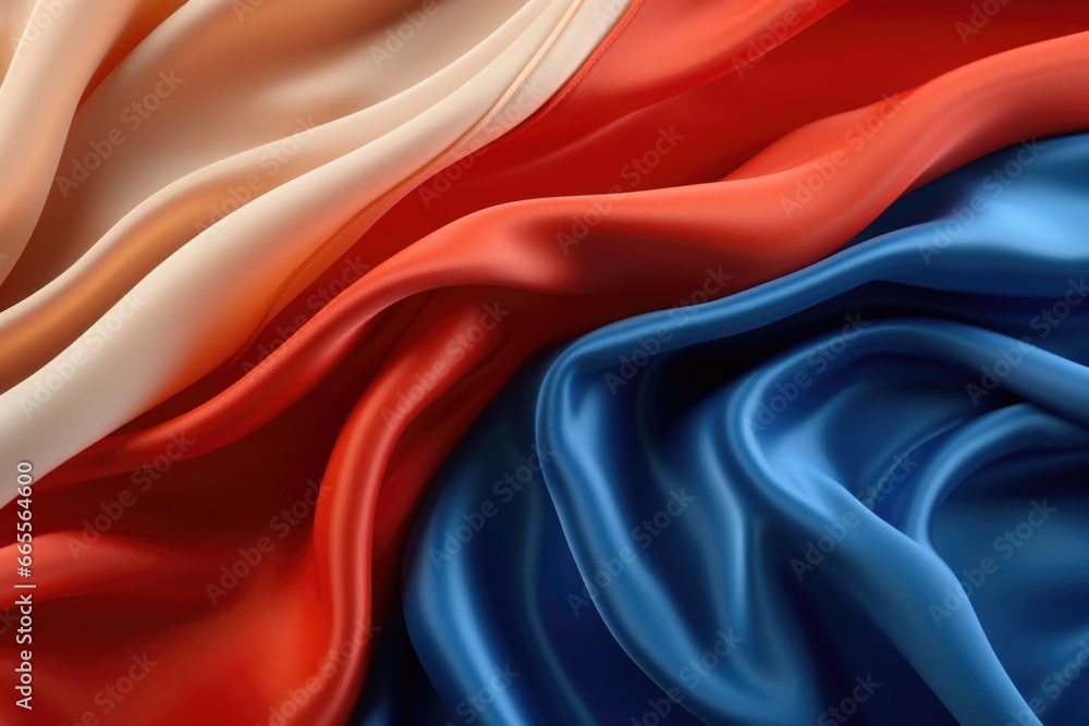 Poster A close-up view of a fabric that features a combination of red, white, and blue colors. This image can be used to add a patriotic touch or to represent national pride in various design projects.