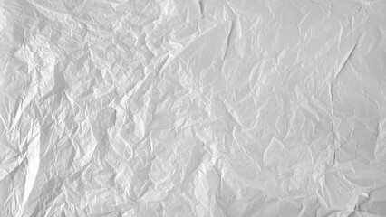 Blank crumpled white thin packing paper background and texture, top view

