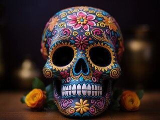 Skull( Calavera) to celebrate Mexico's Day of the Dead( Dia de Los Muertos) background 
