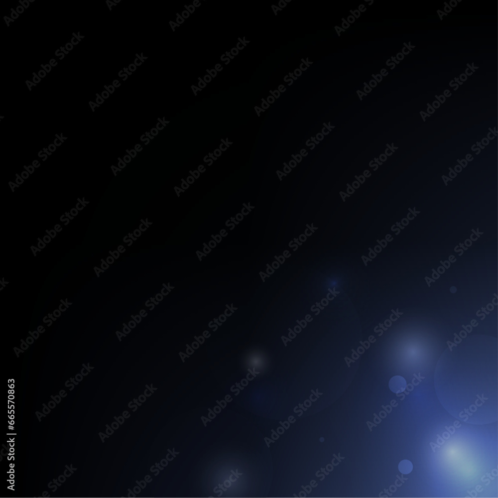 Poster glowing blue light with blur bokeh particle from bottom left corner, background
