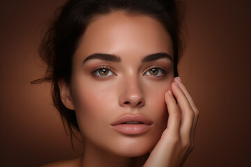 Fototapeta premium Portrait of beautiful young woman with clean fresh skin.beauty and spa concept