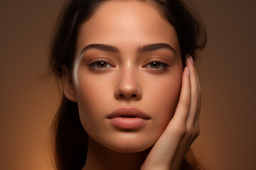 Fototapeta premium Portrait of beautiful young woman with clean fresh skin.beauty and spa concept