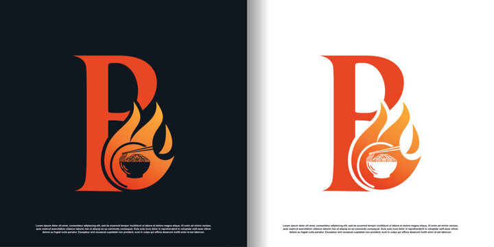 hot noodle design vector with initial b concept premium vector
