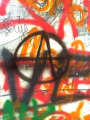 a symbol of anarchism on the wall for graffiti painted with a spray can