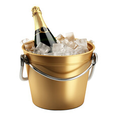 bottle of champagne in a cooler bucket - obrazy, fototapety, plakaty