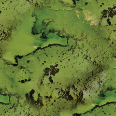 Metal Ink Vector. Water Color Canvas. Green