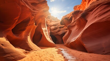 The Alluring Entrance to Page's Slot Canyon Spectacle. Generative AI