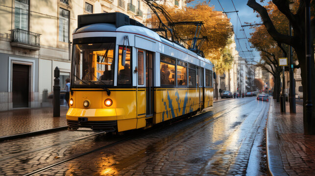 The Tale of the Iconic Yellow Tram. Generative AI