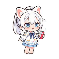 Fototapeta premium SD cute anime illustration Kemonomimi