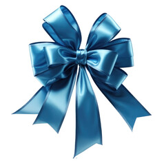Blue bow with blue ribbon isolated on transparent background. generative ai