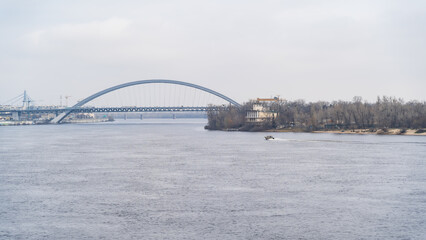 Naklejka premium View of the Kyiv Bridge from the Orsky station, Landscape, city view