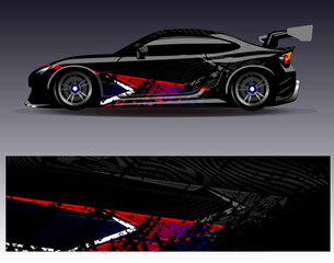 Car wrap design vector.Graphic abstract stripe racing background designs for vehicle, rally, race, adventure and car racing livery