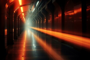 Blurred underground passage. Generative AI
