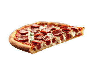 slice of pepperoni pizza isolated on transparent background. generative ai
