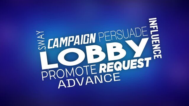 Lobby Influence Campaign Special Interest Advocate Words 3d Animation