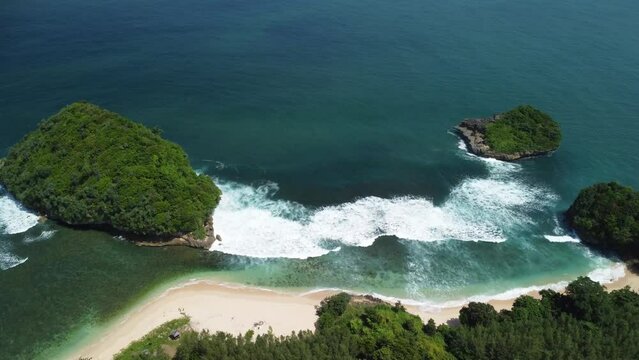 The overall view at Tanjung Penyu Mas beach is that there are 2 small islands