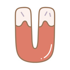 Letter u cute red Candy cane sweet winter alphabet christmas xmas festive 