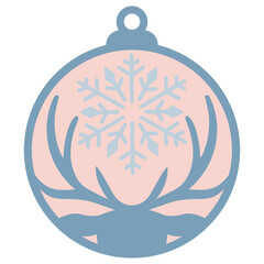 Obraz premium Christmas round ornament, Winter gift tag, Holiday decoration for cutting, Layered papercut svg, 3d design