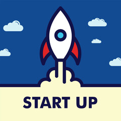 vector business startup rocket launch