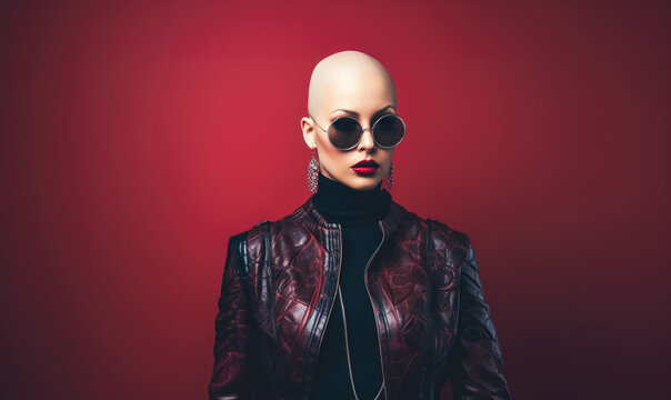 Fashion portrait of bald woman