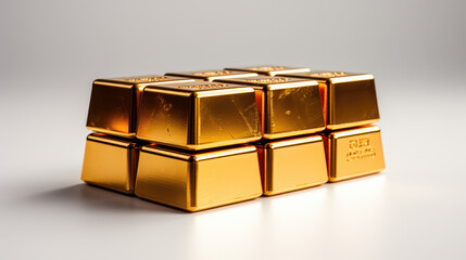 Pure gold bar brick on a pristine white background, a symbol of wealth and financial security