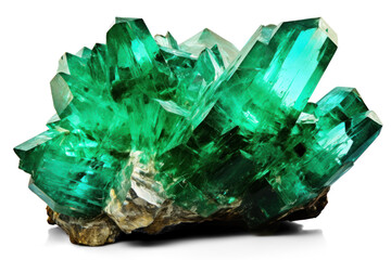 emerald is gemstone, png file of isolate precious stone with shadow on transparent background - obrazy, fototapety, plakaty