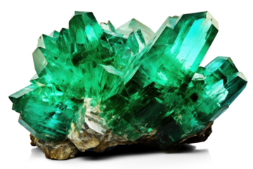 emerald is gemstone, png file of isolate precious stone with shadow on transparent background