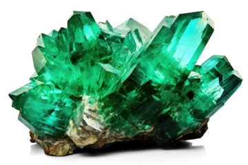 Poster emerald is gemstone, png file of isolate precious stone with shadow on transparent background © Olha Vietrova