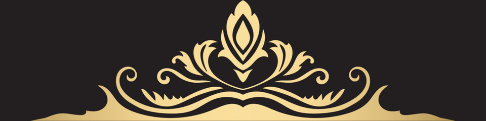 vintage lines decorative elements Golden flower border collection