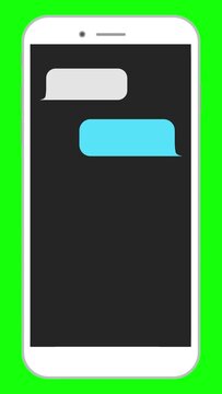 Empty chat bubbles appearing on smartphone screen, online conversation template, 4k animation with green screen included