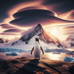  Fondo de pantalla y imagen de un pingüino en la Antártica espectacular paisaje bonito y animado con una muy buena calidad
