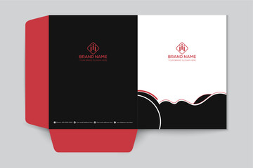 Red color presentation folder mockup