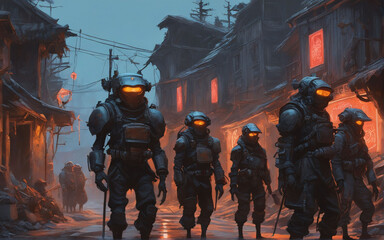 soldiers in action . created by generative AI .