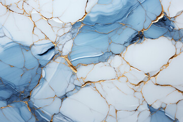 Blue and white marble with thin irregular gold veins.