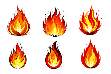Set of fire burns with flames and sparks on a transparent background AI Generative