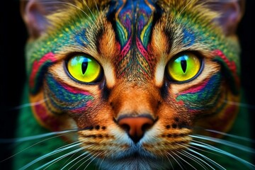 Colorful Thai cat with a mesmerizing gaze. Generative AI