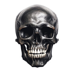 Mystery Black Human skull isolated on a transparent background.