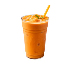 glass of fresh carrot smoothie isolated on white background, ai generated