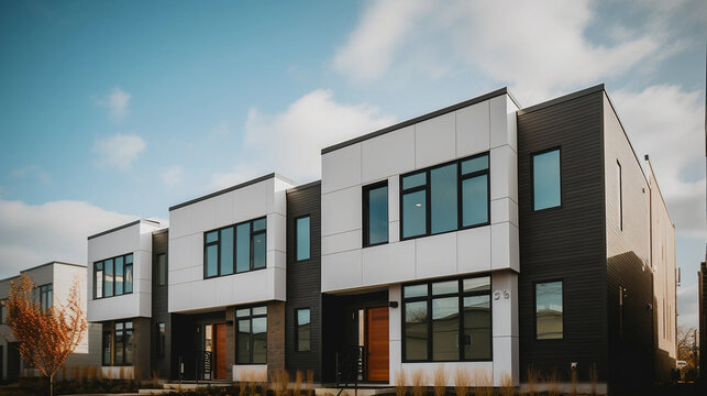 The exterior elevation of a modern multifamily building clad in Hardie plank siding