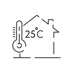 House heating line icon. Thin contour symbol. Boilers, radiators and thermostats. Gas, electric, solid fuel, pellet, solar boilers. Isolated vector outline illustrations. Editable stroke