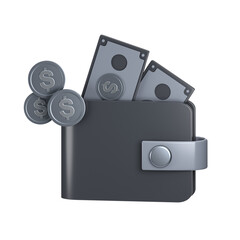 Obraz premium 3d icon Money Wallet, 3d illustration, 3d element, 3d rendering.